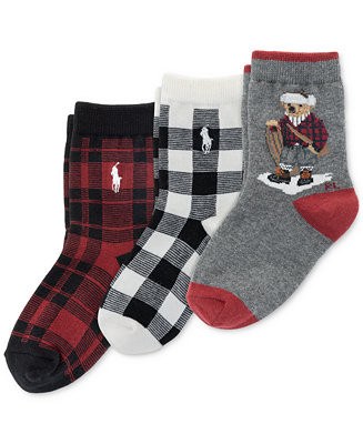 Polo Ralph Lauren Baby Boys 3-Pk. Holiday Sled Bear Socks - Macy's | Macy's