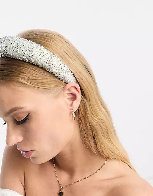 ASOS DESIGN padded headband in all over crystal design | ASOS (Global)