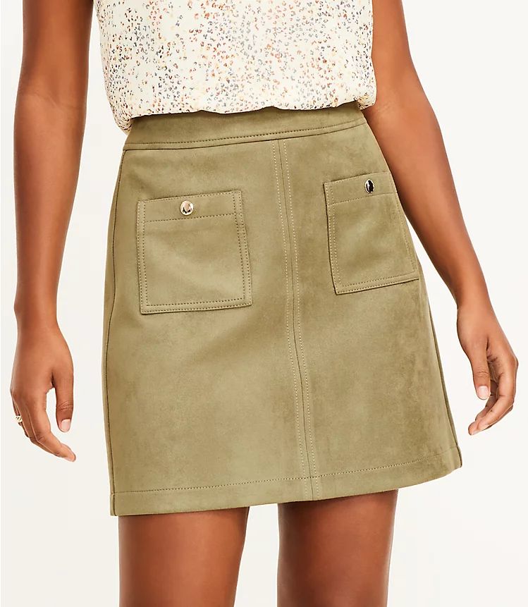 Faux Suede Pocket Shift Skirt | LOFT