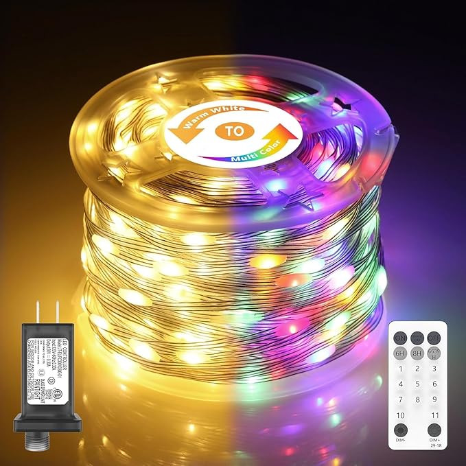 Christmas Lights, 206FT 600LED Outdoor String Lights Plug in, Waterproof Twinkle Fairy Light, Col... | Amazon (US)