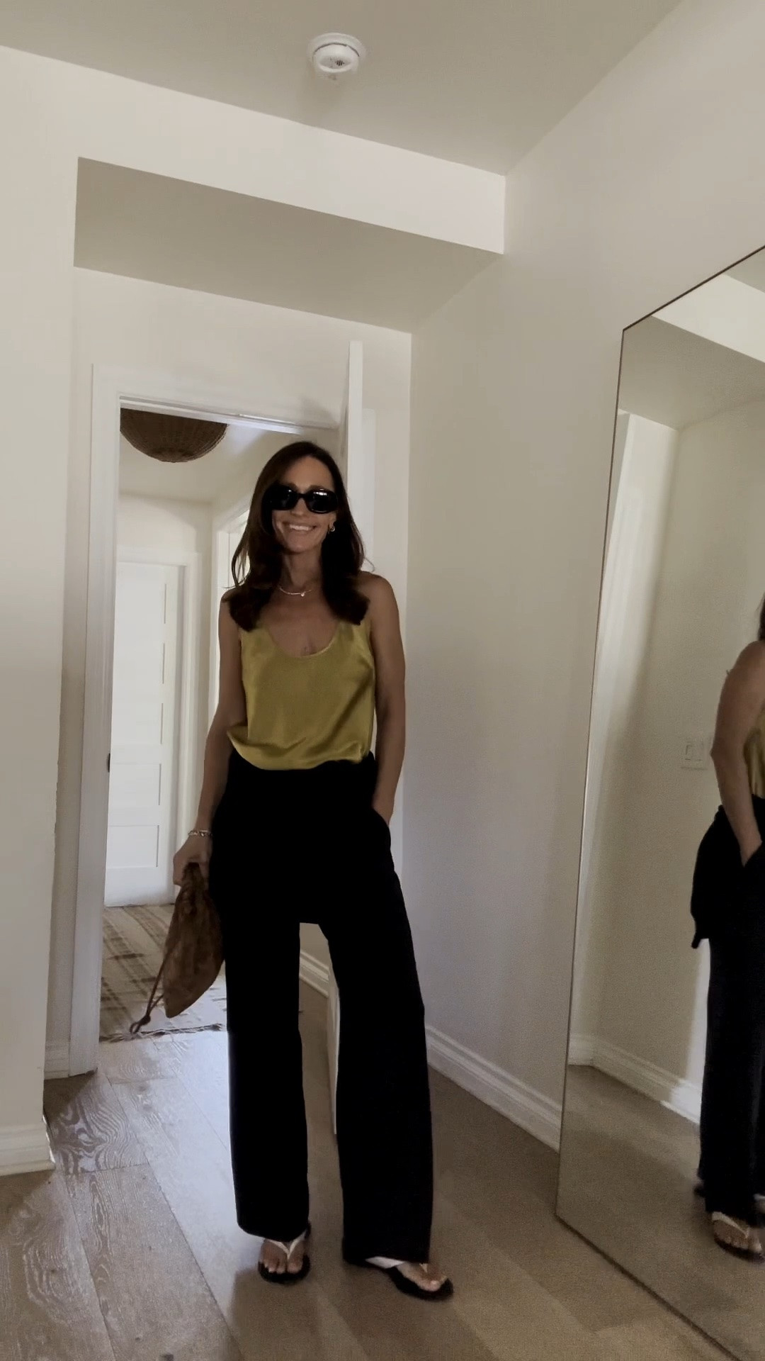 Today’s outfit in my favorite wide leg lightweight pants (3 inseam options this is the short) and silk tank (also own in ivory). Love this color of fall.

#LTKOver40