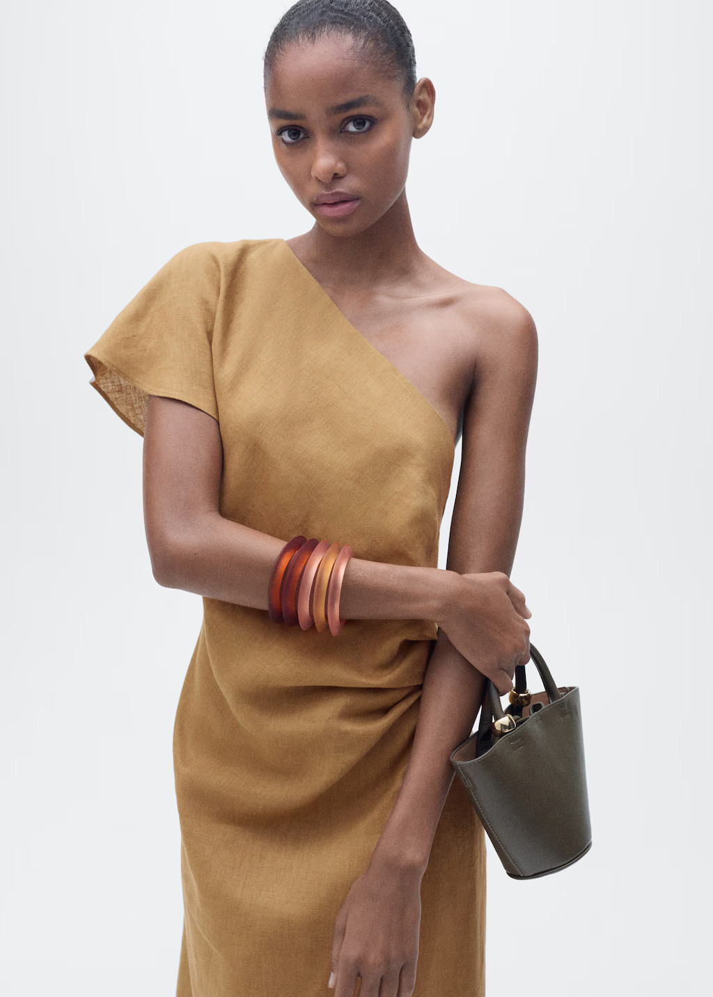 Asymmetrical linen dress - Women | MANGO United Kingdom | MANGO (UK)