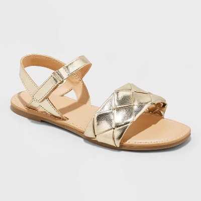 Girls' Julia Metallic Ankle Strap Sandals - Cat & Jack™ Gold | Target