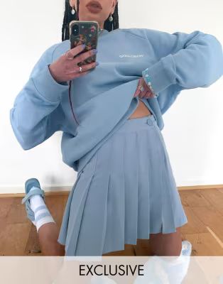 COLLUSION oversized sweatshirt & pleated mini skort set in pale blue 1902649 | ASOS (Global)