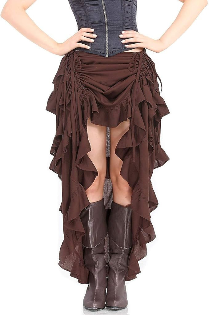 ThePirateDressing Steampunk Victorian Cosplay Costume Womens High-Low Show Girl Skirt | Amazon (US)
