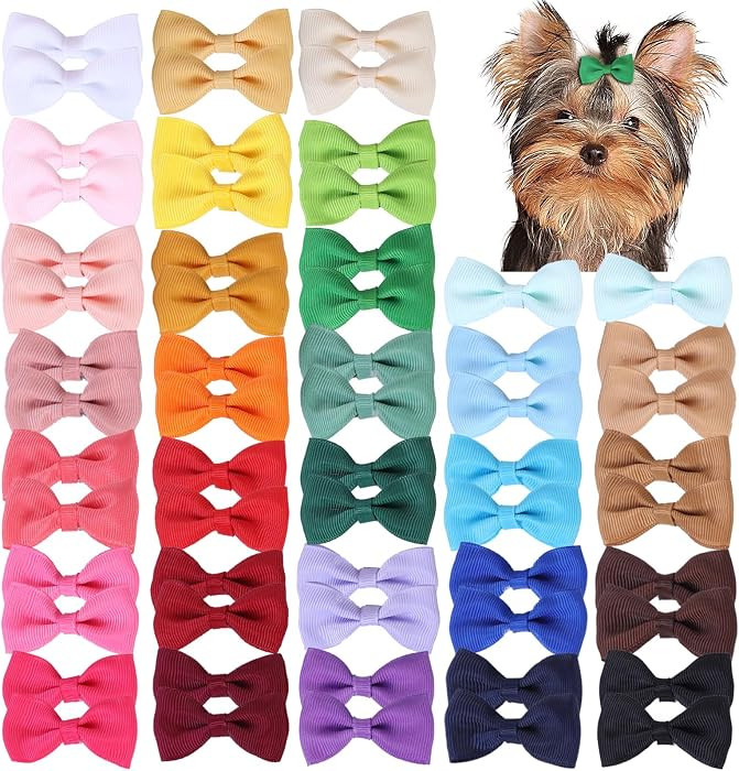 60PCS 2Inch Puppy Dog Bows with Clips,Small Handmade Hair Accessories Bow Pet Puppy for Doggies C... | Amazon (US)