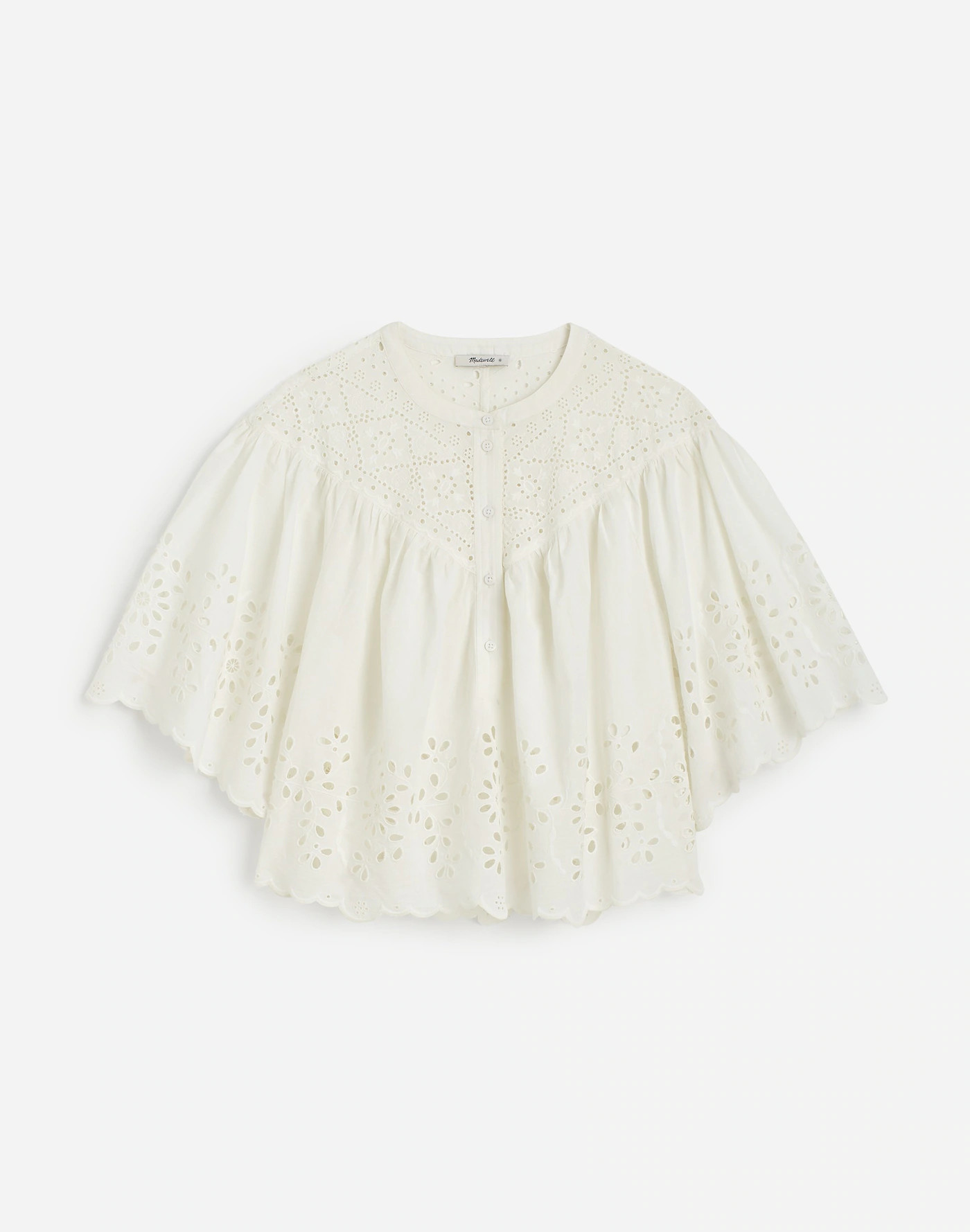 Embroidered Shirred Henley Top | Madewell | Madewell