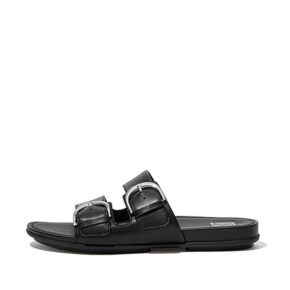Buckle Leather Slides | FitFlop (UK)