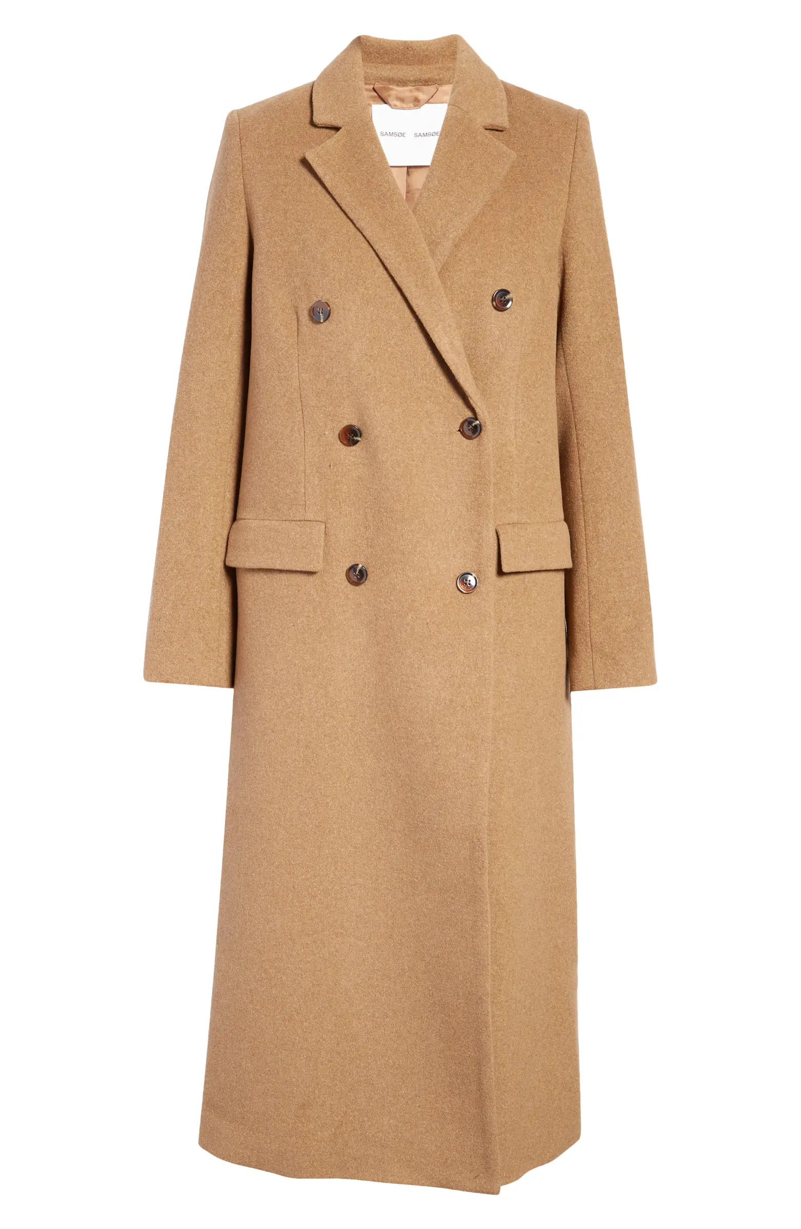 Samsøe Samsøe Falcon Double Breasted Recycled Wool Blend Coat | Nordstrom | Nordstrom