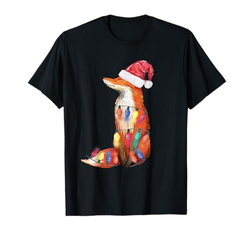 Santa Fox Christmas Lights Fox Lover Christmas Gift T-Shirt | Amazon (US)