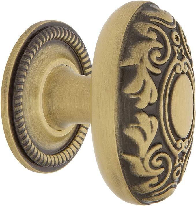 Nostalgic Warehouse Victorian Brass 1 3/4" Cabinet Knob with Rope Rose in Antique Brass | Amazon (US)
