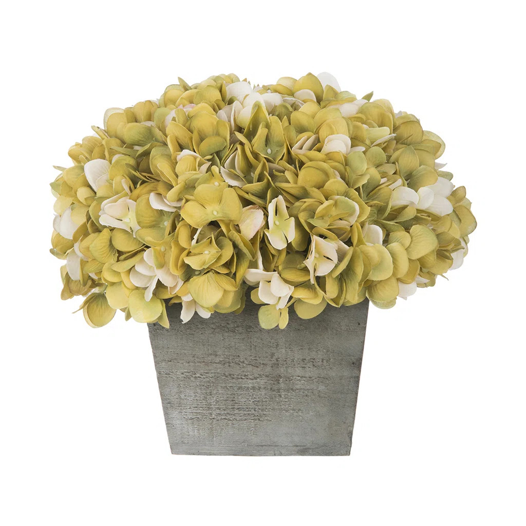 Artificial Sage Hydrangea Arrangement in Planter | Wayfair North America