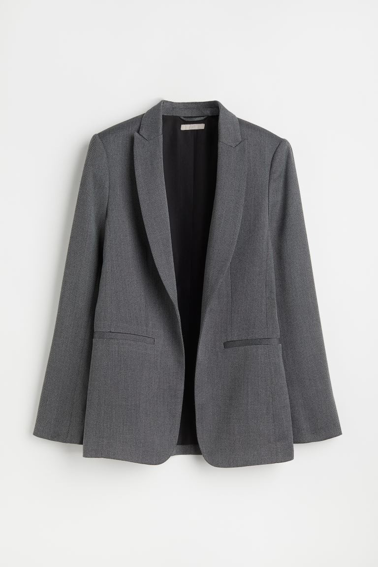 Viscose-blend blazer - Dark grey - Ladies | H&M GB | H&M (UK, MY, IN, SG, PH, TW, HK)