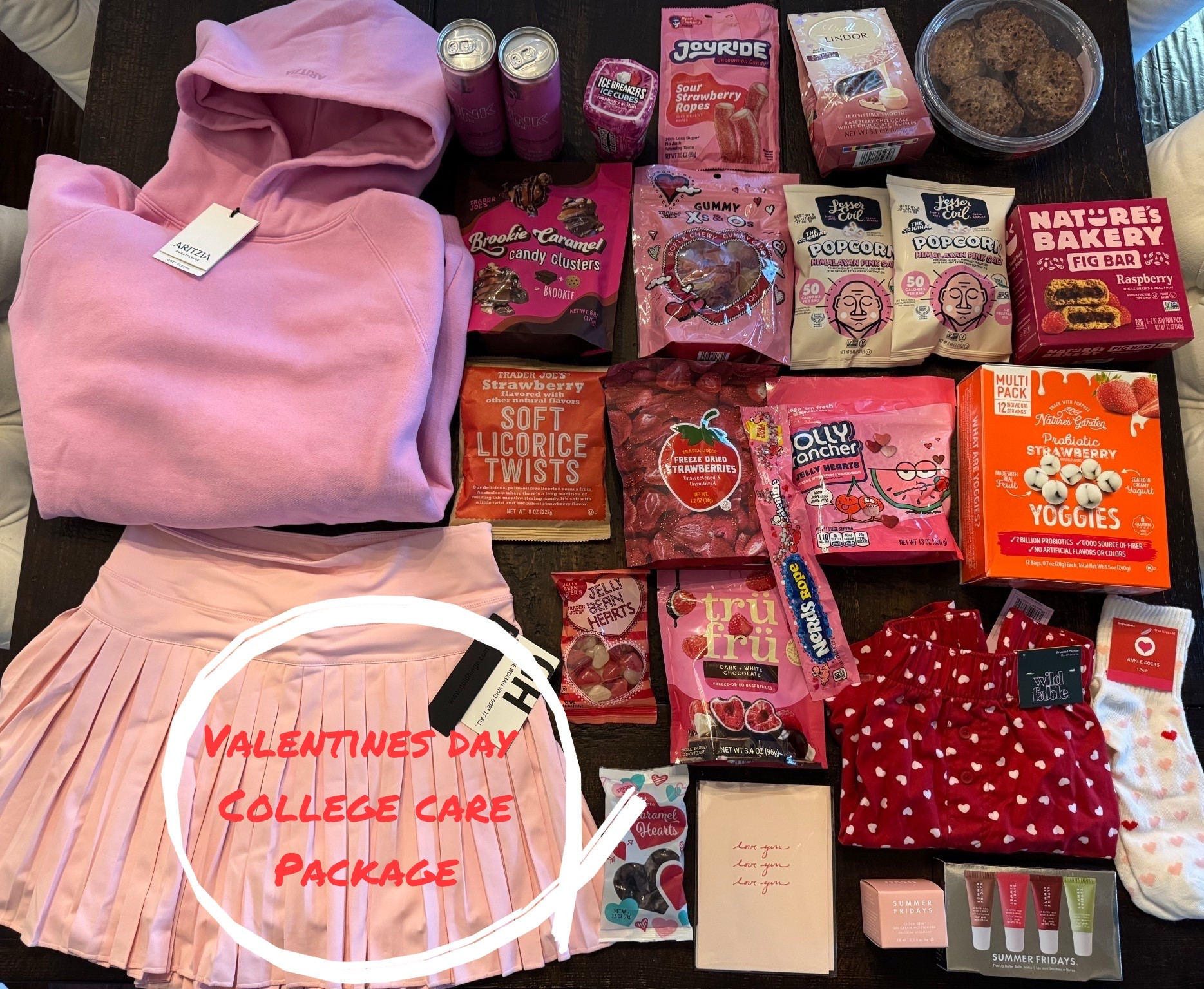 Sending a little love from home! ❤️ I went with a Red, White, and Pink theme this year, featuring an Aritzia sweatshirt and a Gold Hinge skirt as the main treats. I filled the rest with her favorite snacks and essentials!
I’m shipping mine this weekend—make sure to get yours out in the next couple of days so she can wear her new fit and enjoy the snacks before Valentine’s Day! 💌
Shop this at the link in my bio or on the LTK app!
@Aritzia @Target 
#LTKholiday #Aritzia #GoldHinge #CollegeMom #ValentineCarePackage #RedWhiteAndPink

#LTKValentine #LTKSeasonal #LTKmomlife