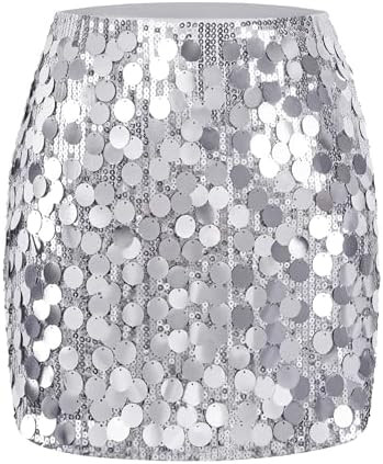 MANER Women's Sequin Skirt Sparkle Stretchy Bodycon Mini Skirts Night Out Party | Amazon (US)