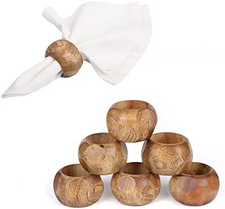 India Craft Rustic Handcrafted Wooden Napkin Rings Set of 12 for Farmhouse, Thanksgiving,Christma... | Amazon (US)