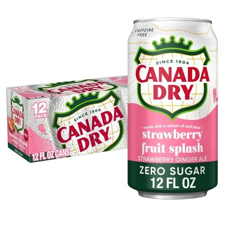 Canada Dry Caffeine Free Zero Sugar Fruit Splash Strawberry Ginger Ale Soda Pop, 12 fl oz, 12 Pack Cans | Walmart (US)