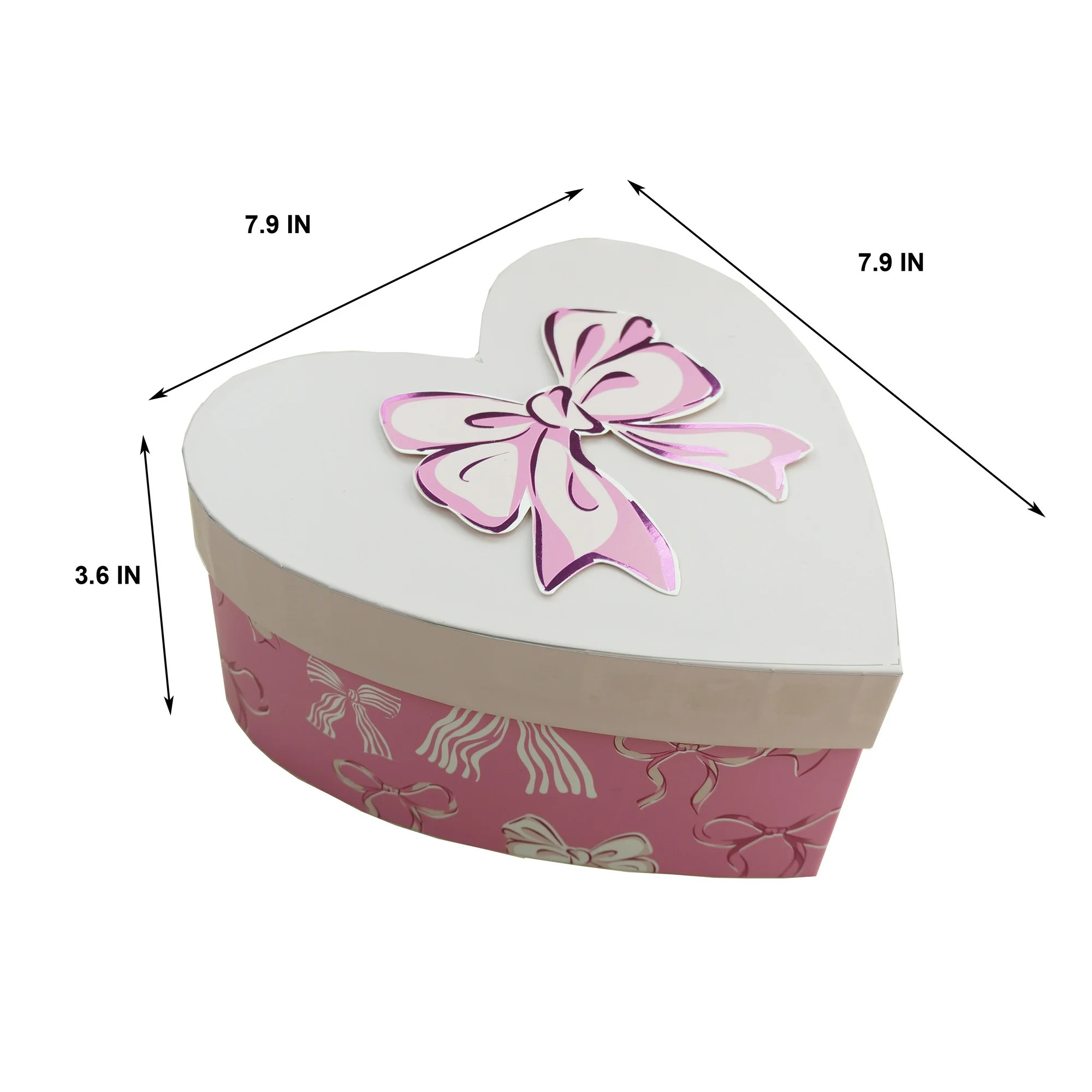Large Heart-Shaped Gift Box, Pink and White, 8" x 8" x 4", Valentine's Day by Way To Celebrate | Walmart (US)