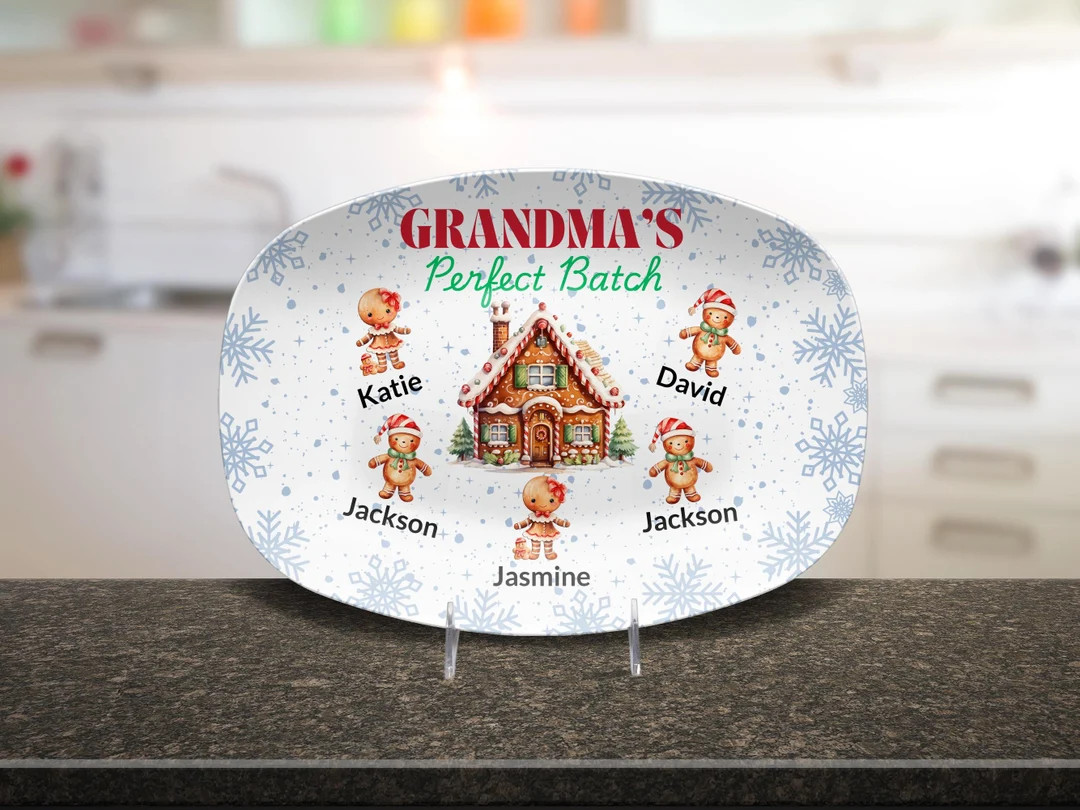 Personalized Christmas Platter, Custom Grandma's Perfect Batch Gift From Grandchildren, Grandma's... | Etsy (US)