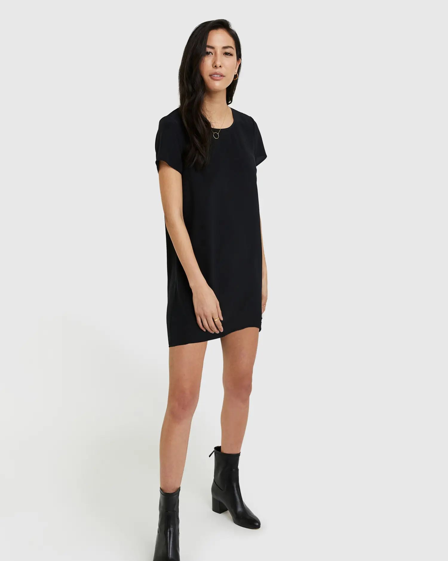 Washable Stretch Silk Tee Dress | Quince