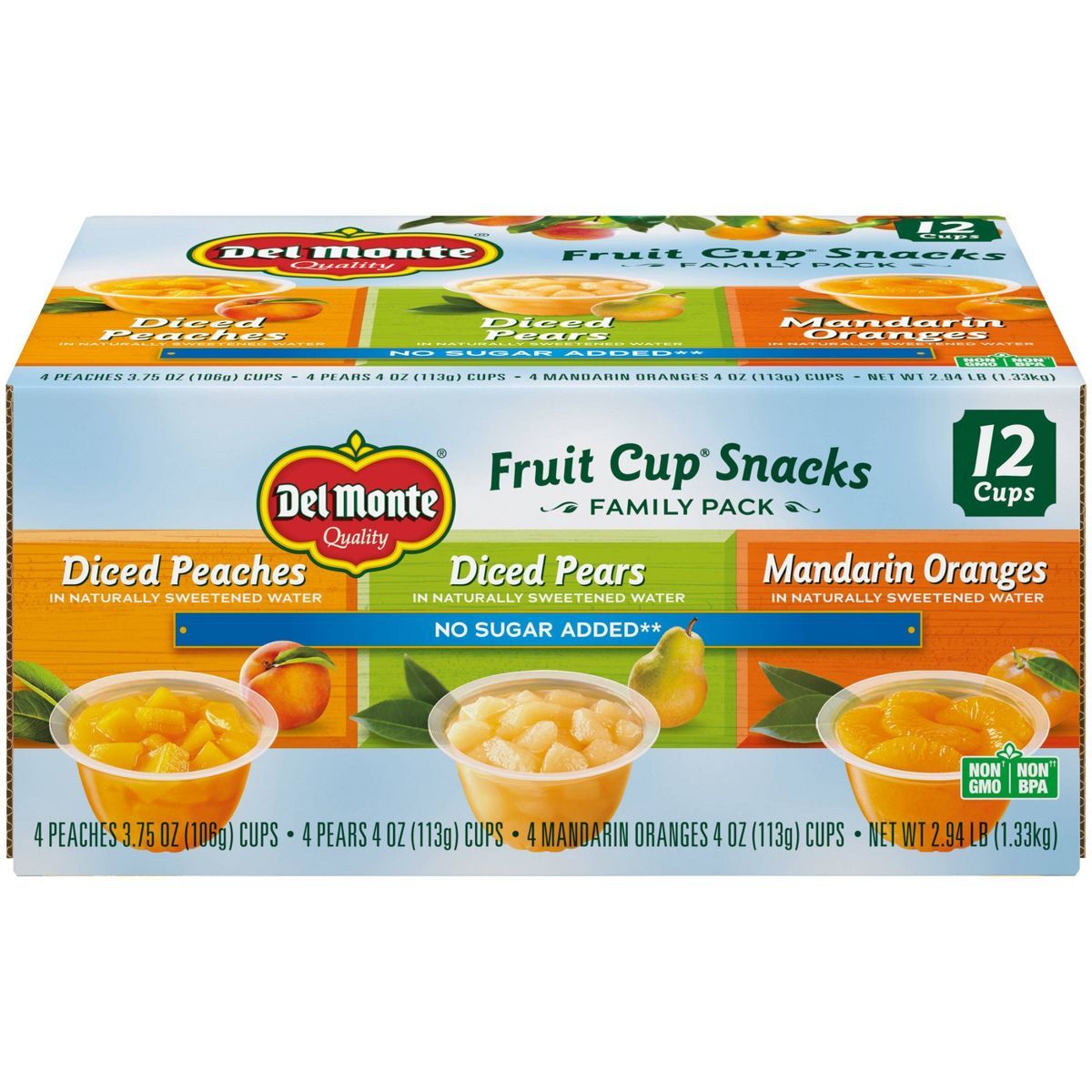 Del Monte Diced Peaches Diced Pears & Mandarin Oranges Fruit Cups - 4oz/12ct | Target