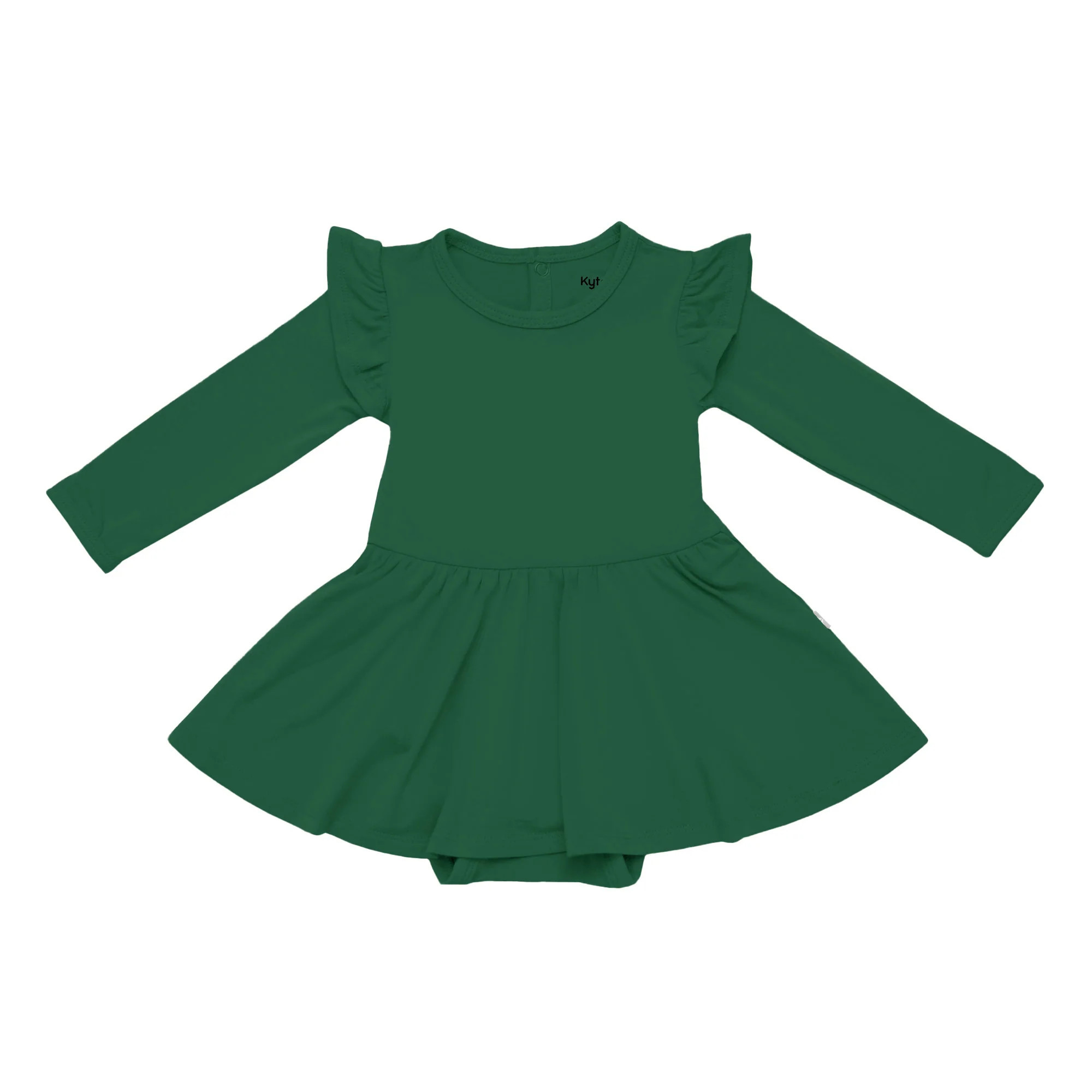 Long Sleeve Twirl Bodysuit Dress in Forest | Kyte BABY