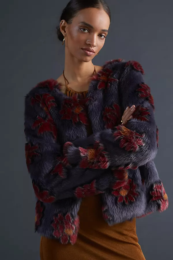 Moonflower Faux Fur Jacket By Unreal Fur in Assorted Size XL | Anthropologie (US)