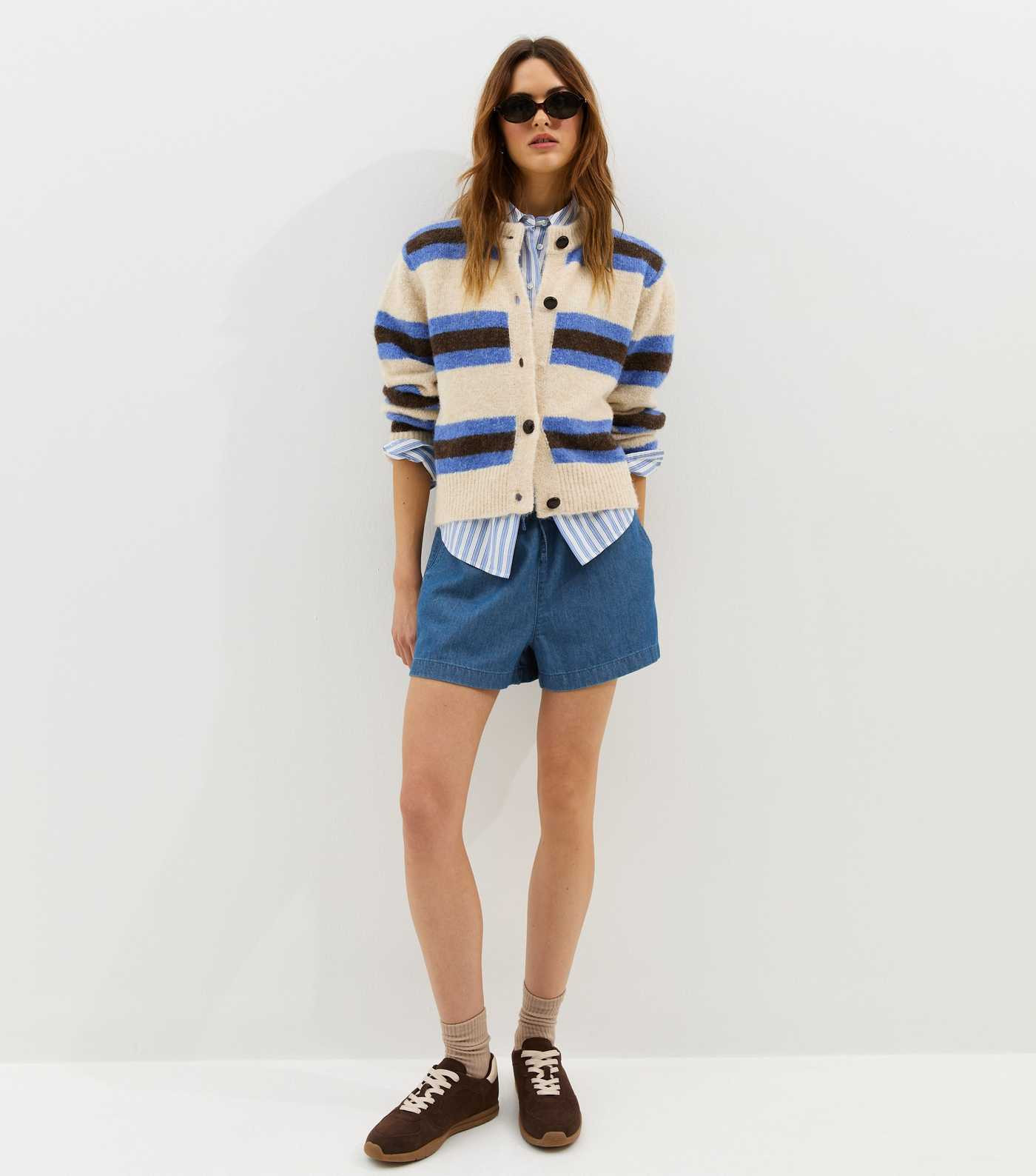 Blue Denim Pull On Drawstring Shorts | New Look | New Look (UK)