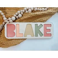 Acrylic Name Puzzle | Montessori Toys Kids Decor Boho Gifts Birthday Stocking Stuffer Wood | Etsy (US)
