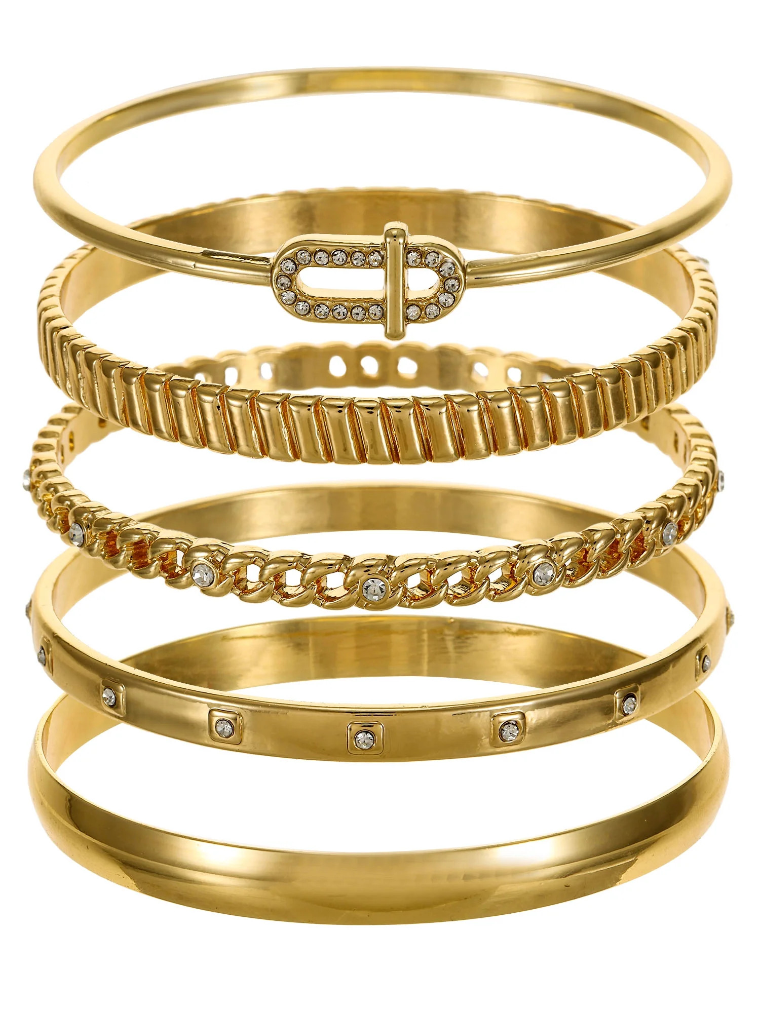 Time and Tru Goldtone Bangle Bracelet Set, 5 Bracelets | Walmart (US)