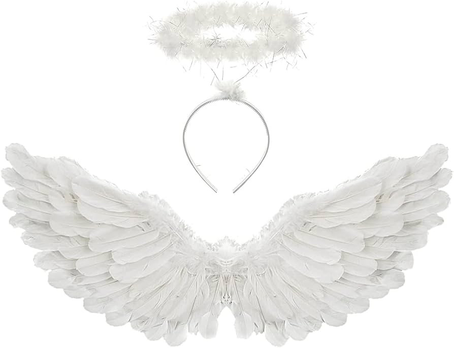 Angel Wings and Halo Adult Angel Wings for Kids Girls Boys Halloween Christmas(White) | Amazon (US)