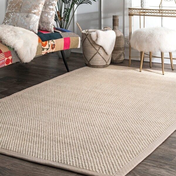 nuLOOM Chino Farmhouse Natural Fiber Sisal Jute Solid Border Area Rug - 3' x 5' | Bed Bath & Beyond