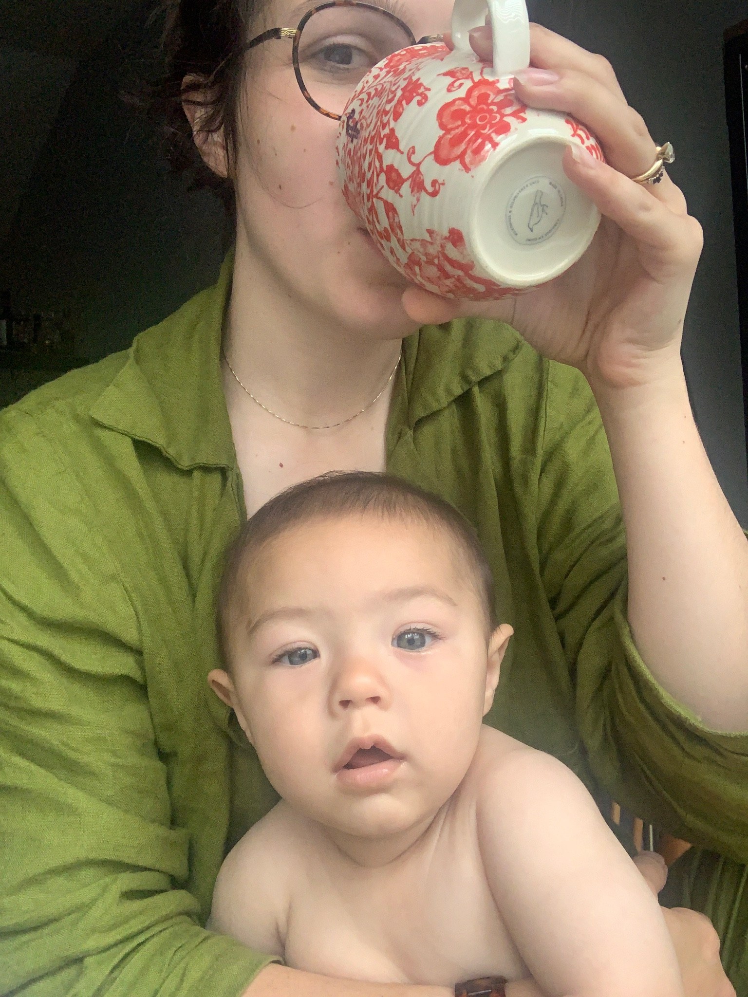 favorite 100% linen pajamas. wearing “moss” - love this shade of green for a dark autumn. Handmade from the sweetest Etsy shop who sends fabric samples of all their colors with each order!