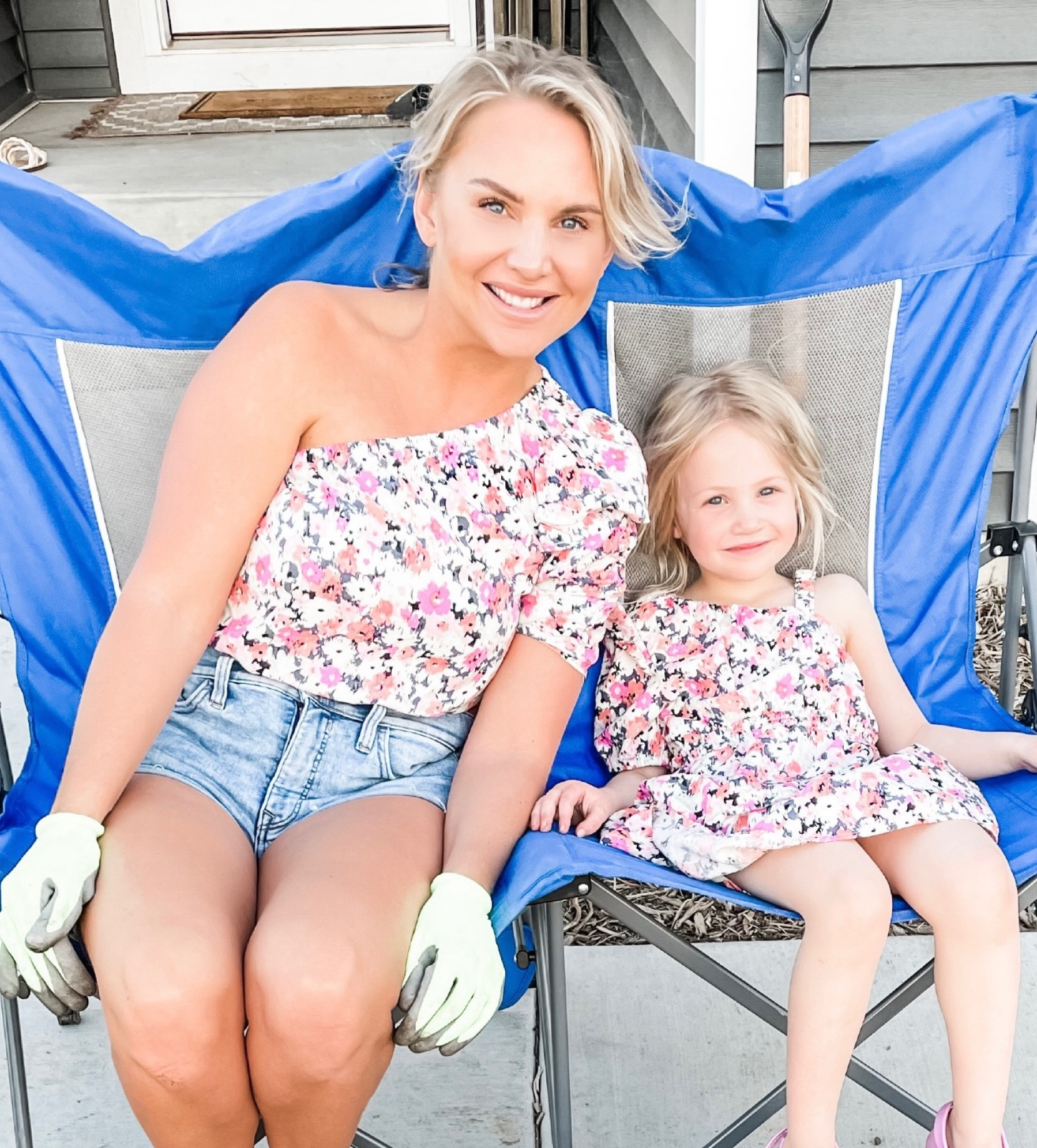 Mom and daughter matching spring summer outfits, dress, top, floral. One shoulder. Jean shorts. Express, Target. 

#LTKkids #LTKstyletip #LTKunder50