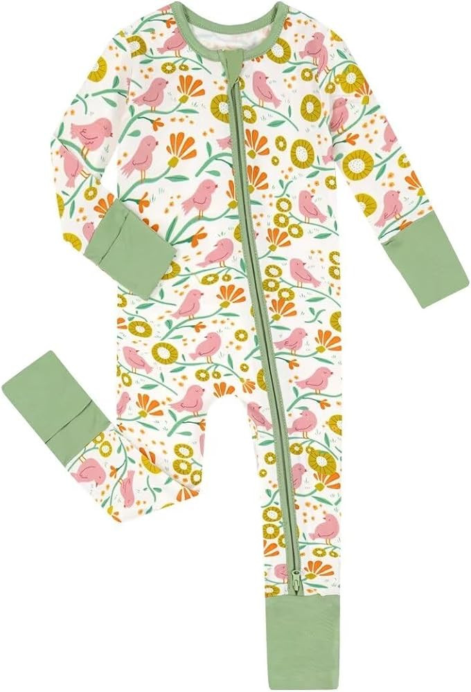 Teach Leanbh Unisex Baby Bamboo Viscose Pajamas with Mittens and Feet Cuffs 2 Way Zipper Long Sle... | Amazon (US)