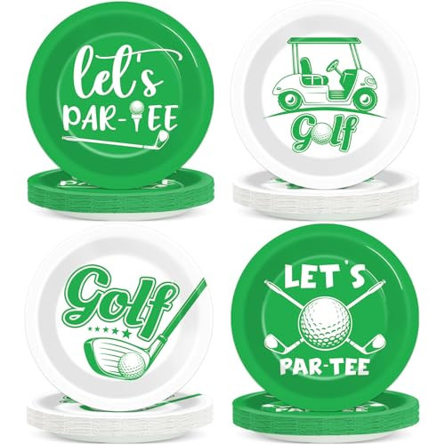 CHUNNIN 48Pcs Golf Party Paper Plates for Birthday Table Supplies 7" Golf Themed Sports Ball Disposable Dessert Plates for Par-Tee Kids Birthday Party Favors Decorations | Amazon (US)
