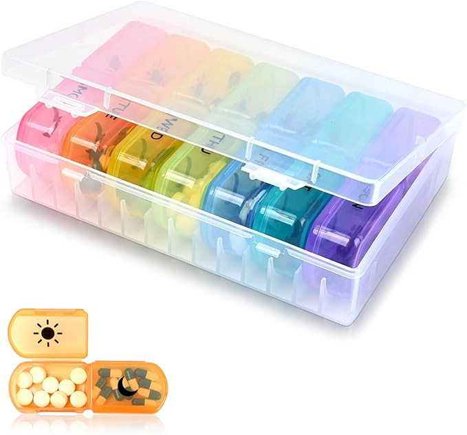 CHIPNEW 2-Times a Day Pill Organizer – Large 7-Day Pill Case – Food Grade Material – High V... | Amazon (CA)
