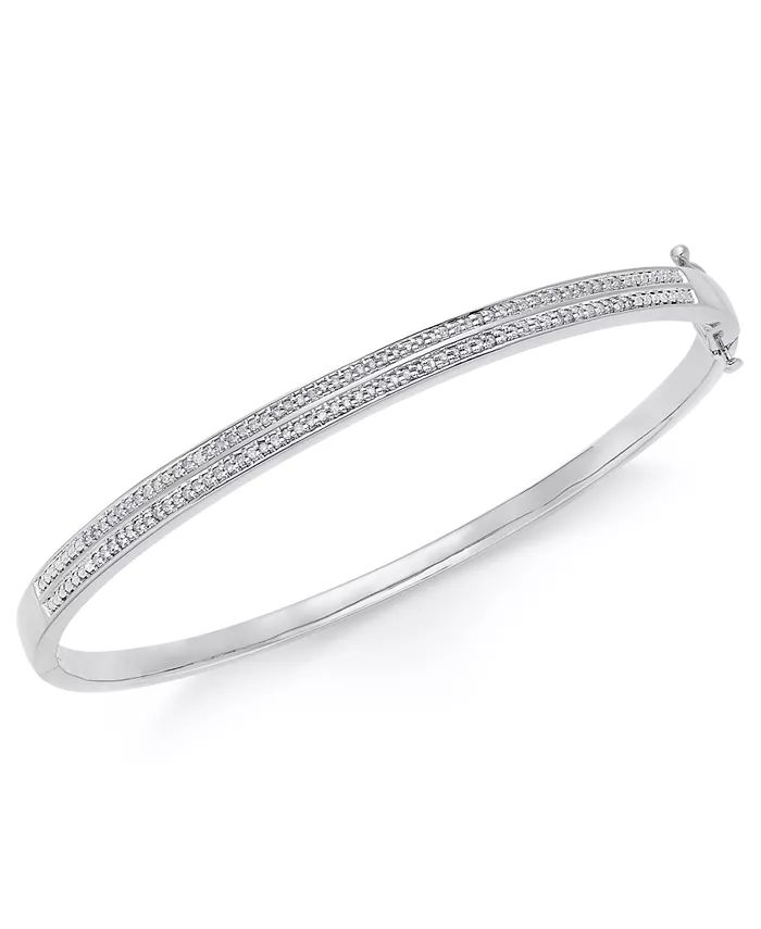 Diamond Pavé Bangle Bracelet (1/4 ct. tw.) in 14k Gold Over Sterling Silver, 14K Rose Gold Over ... | Macy's