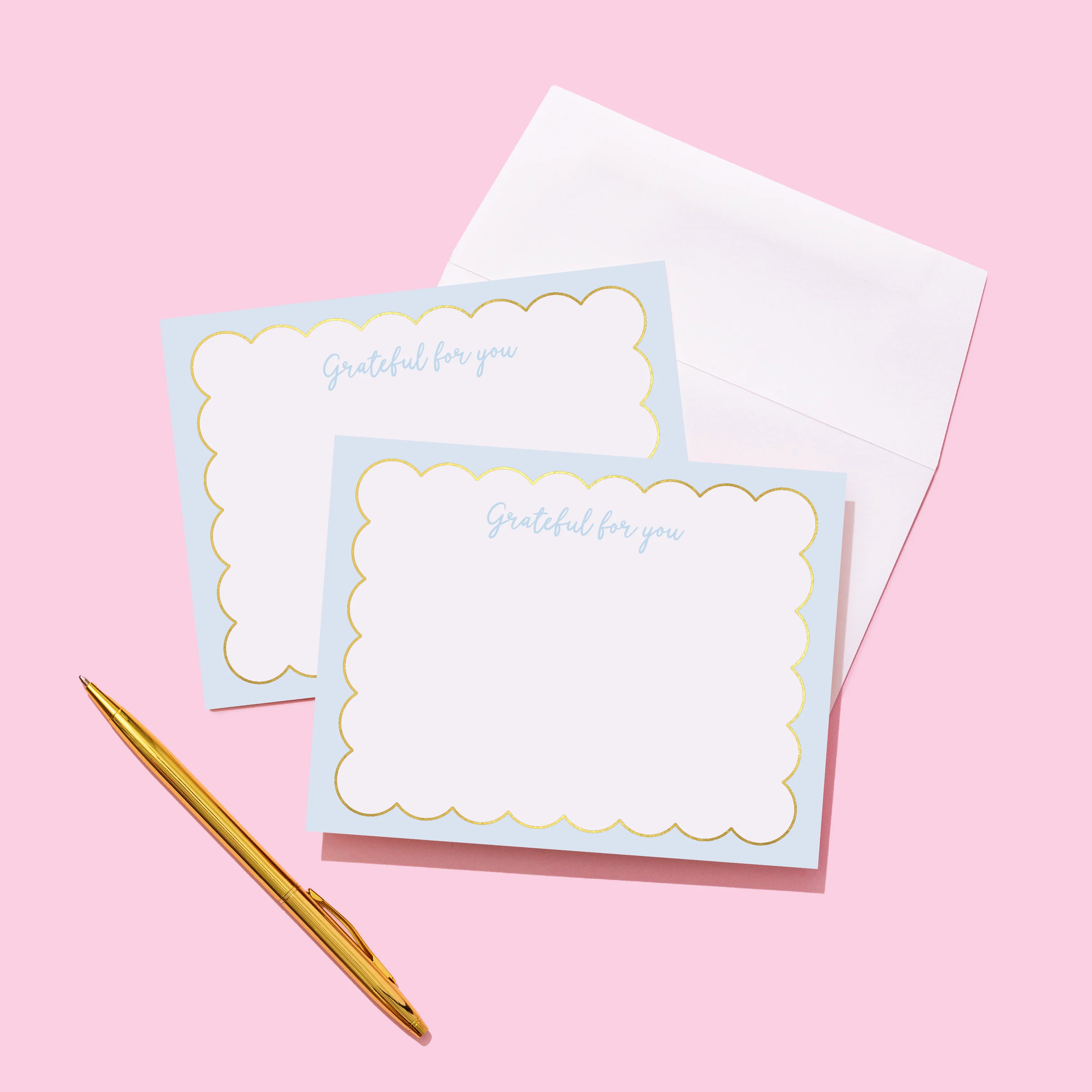 JCS x RR Gold Foil Scallop Grateful for You Notecards | Joy Creative Shop