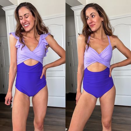 Amazon swimsuits - under $40 purple color block one piece swimsuits! 

Purple swimwear // ruffle sleeve swimsuit // bathing suit with cutouts // twist from swimsuit // Amazon swimwear // one piece bathing suit 

#LTKSwim #LTKFindsUnder50 #LTKSeasonal