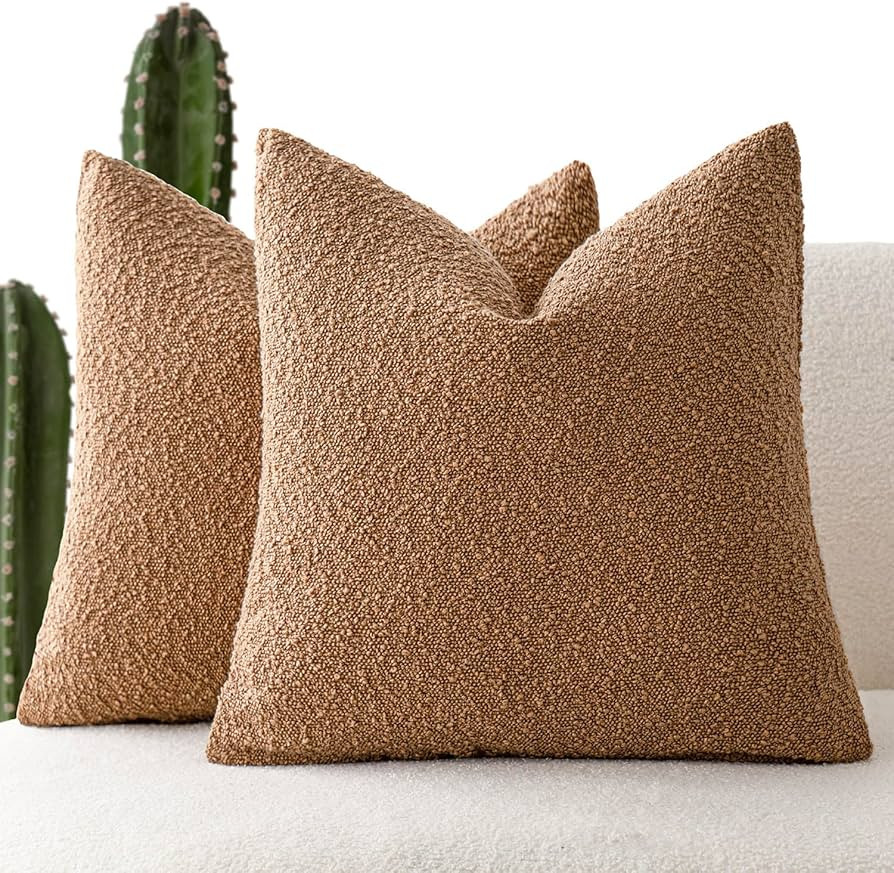 Foindtower Accent Solid Pillow Cases Textured Boucle Throw Pillow Covers Cozy Modern Decorative C... | Amazon (US)