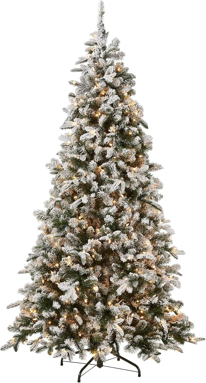 National Tree 7.5 Foot "Feel Real" Snowy Everest Fir Medium Tree with 450 Clear Lights, Hinged (P... | Amazon (US)