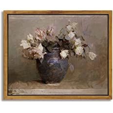 InSimSea Framed Canvas Print Wall Art Roses in Vase Classical Oil Paintings for Wall Decorations ... | Amazon (US)