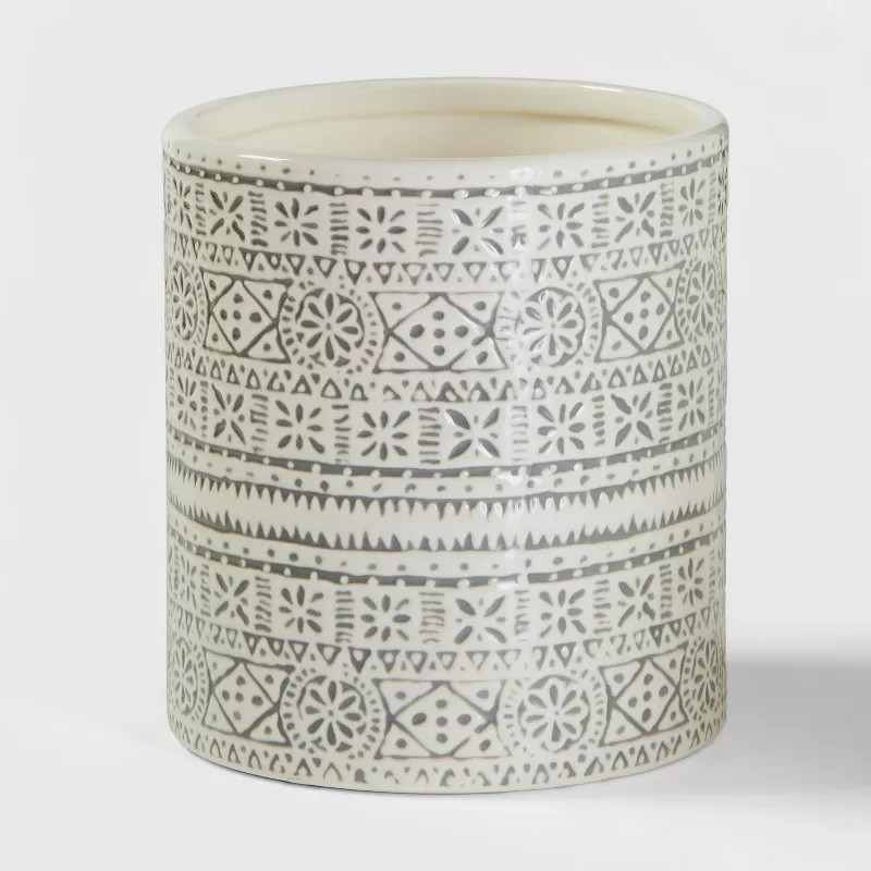 Stoneware Genesis Stripe Utensil Holder White/Gray - Threshold™ | Target