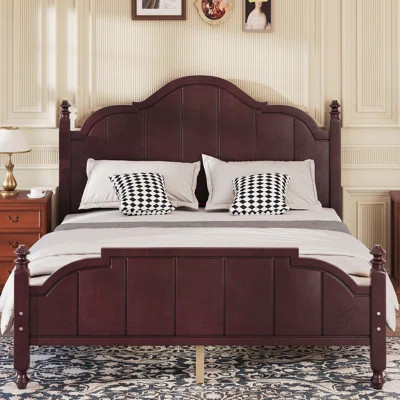 Vintage Queen Size Wooden Platform Bed Frame With Sturdy Headboard, No Box Spring Needed, Easy Assembly, White | Wayfair North America
