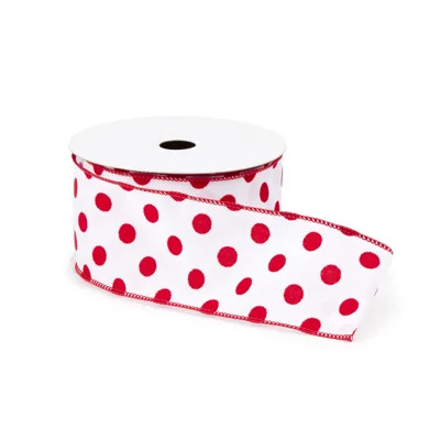 Red and White Polka Dot Wired Ribbon (Set of 2) | Wayfair North America