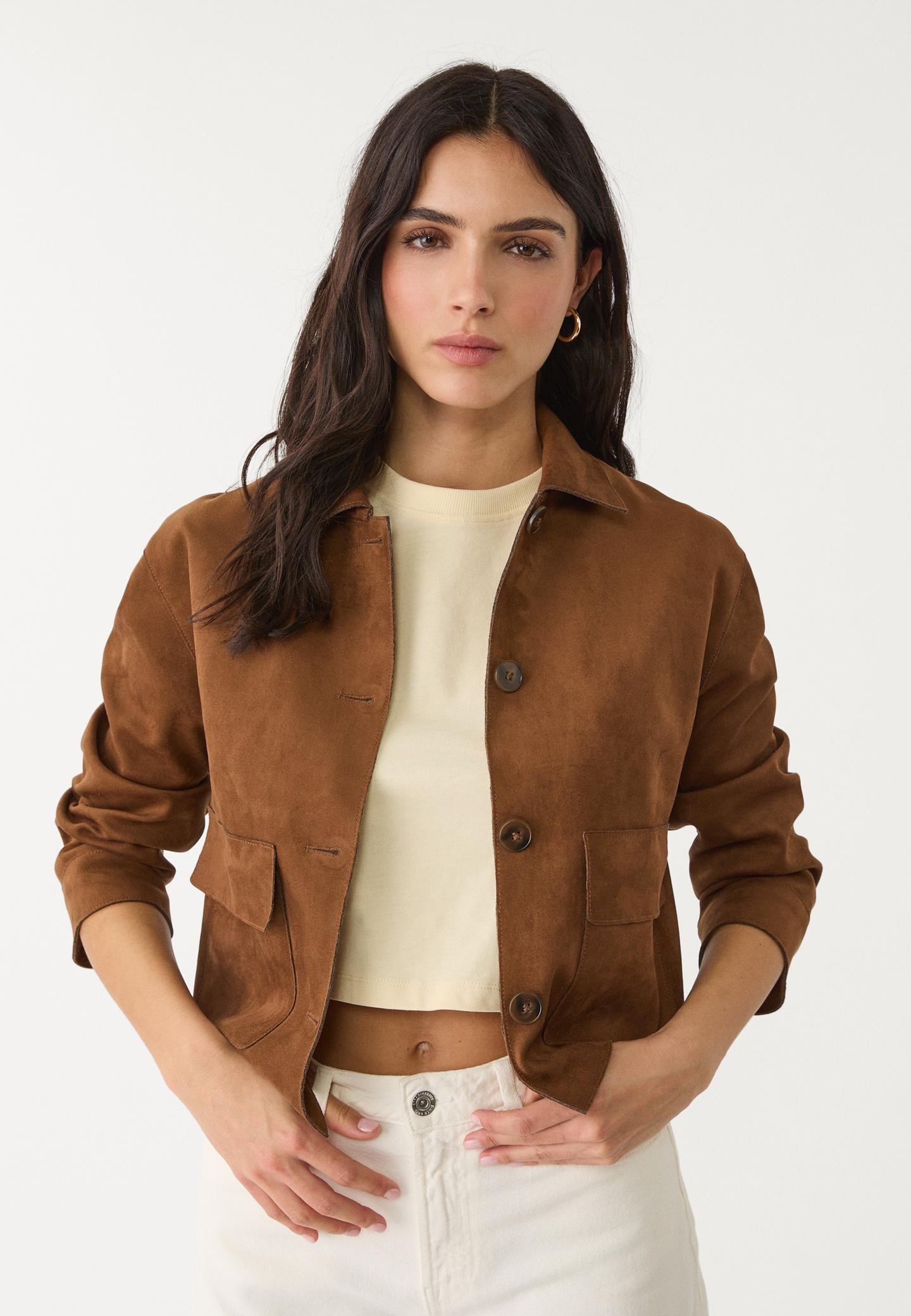Faux suede jacket with pockets | Stradivarius (UK)