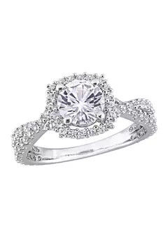 Belk & Co. Lab Created 2.12 ct. t.w. Created White Sapphire Halo Ring in Sterling Silver | Belk