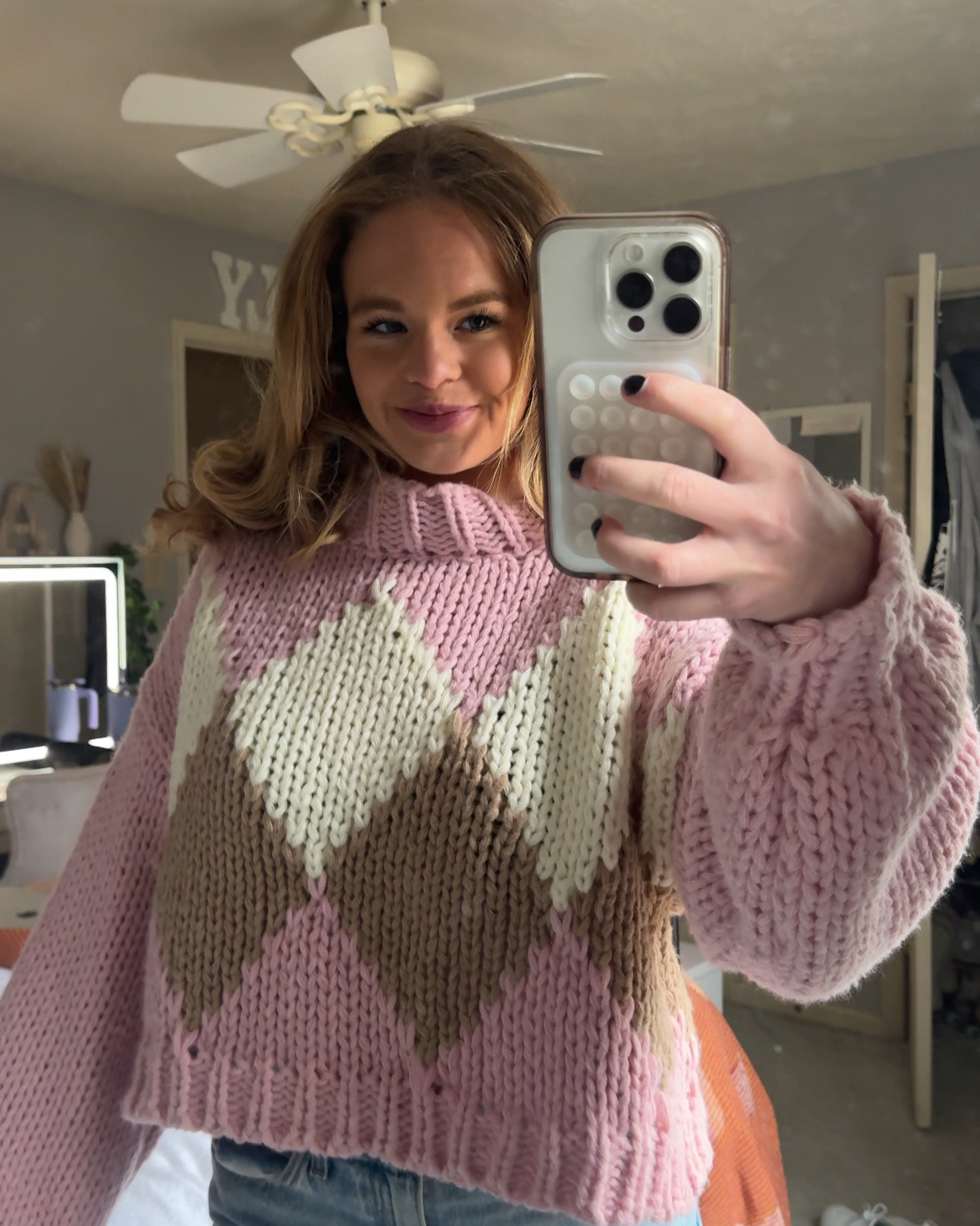 Oversize pink sweater is from altard state and my jeans are Levi’s!