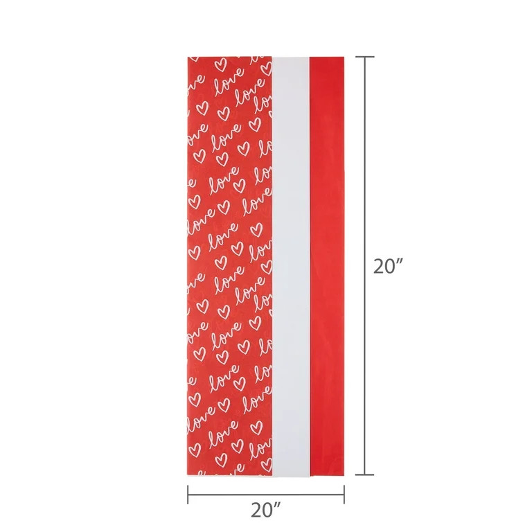 Love Gift Tissue Paper, Red and White, 12 Sheets, Valentine's Day by Way To Celebrate | Walmart (US)